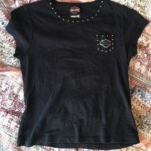 Simple black studded Harley Davison tee